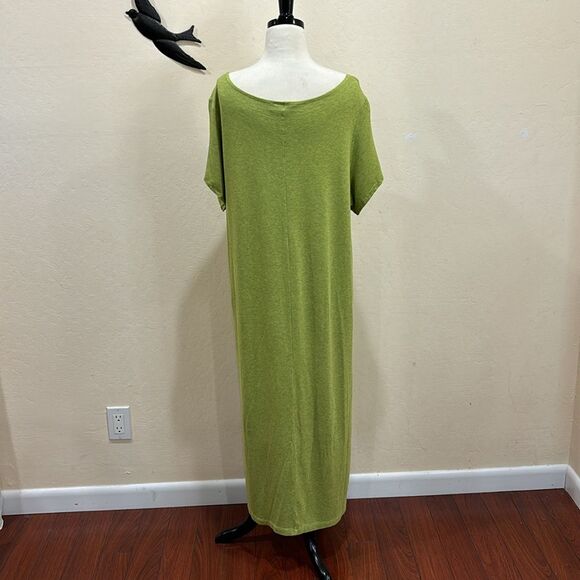 Bryn Walker French Terry Short Sleeve Lagenlook Midi / Maxi Dress ~ Green ~ L - Picture 5 of 9